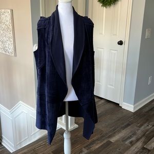 Navy Blue Faux Fur Vest/Cardigan